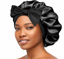 Load image into Gallery viewer, Bonnet for Sleeping – Adjustable Black Hair Bonnet  - Relaxus