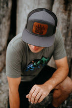 Load image into Gallery viewer, Bear Paw Flat Brim 7 Panel Trucker Hat - Charcoal/Black