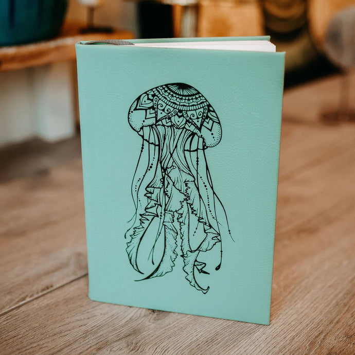 Engraved Jellyfish Blue Journal