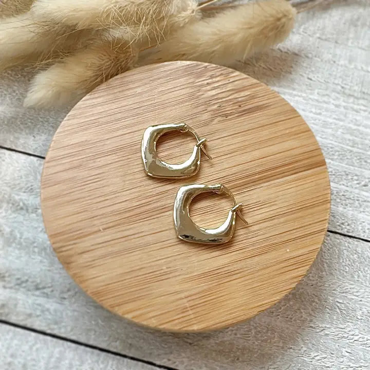 Gold Plated Square Hoop - Clover + Coast