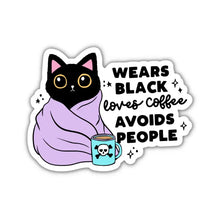 Load image into Gallery viewer, Wears Black Loves Coffee Vinyl Sticker