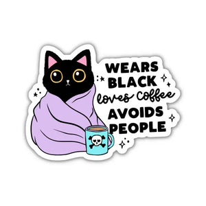 Wears Black Loves Coffee Vinyl Sticker