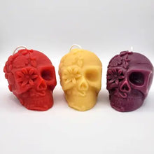 Load image into Gallery viewer, Beeswax Candle - Flower Skull