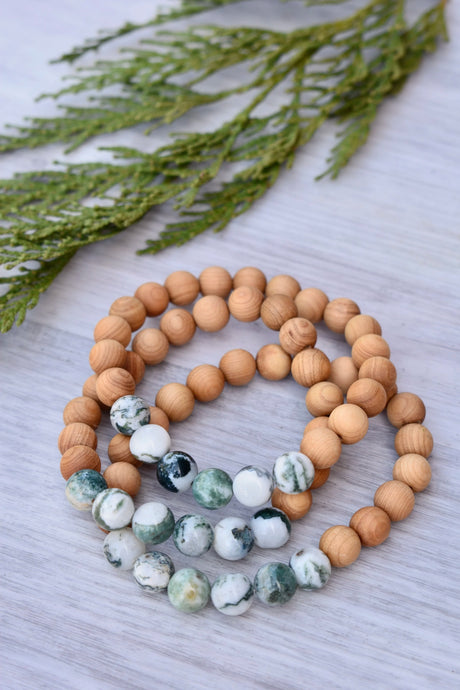 Alpine - Tree Agate & Cedar Wood - Bracelet