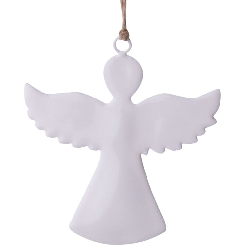 White Enamel on Metal Angel Silhouette Ornaments