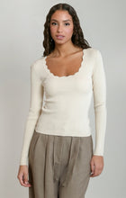 Load image into Gallery viewer, Scallop Neckline Sweater Top - Birch