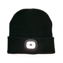Load image into Gallery viewer, Rechargeable Light Up Black Beanie Hat - Kikkerland
