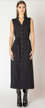 Load image into Gallery viewer, Sleeveless Belted Shirt Dress - Black