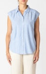 Load image into Gallery viewer, Collared Blouse - Chambray/White stripes