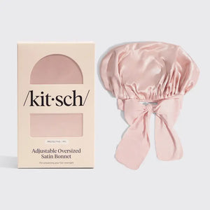 Adjustable Oversized Satin Bonnet- Blush - Kitsch