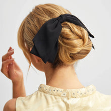 Load image into Gallery viewer, Recycled Fabric Bow Hair Clip Black - Kitsch