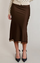 Load image into Gallery viewer, Satin Lace Skirt - Chocolate Brown