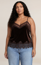 Load image into Gallery viewer, Velvet Lace Cami - Chocolate Brown