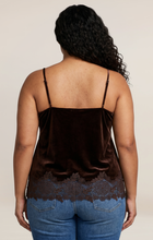 Load image into Gallery viewer, Velvet Lace Cami - Chocolate Brown