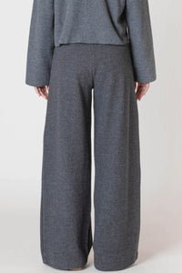 Wide Leg Ribbed Pants - Charcoal Grey
