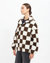 Load image into Gallery viewer, Checkerboard Sherpa Jacket - Chocolate Brown and Cream - Brunette The Label