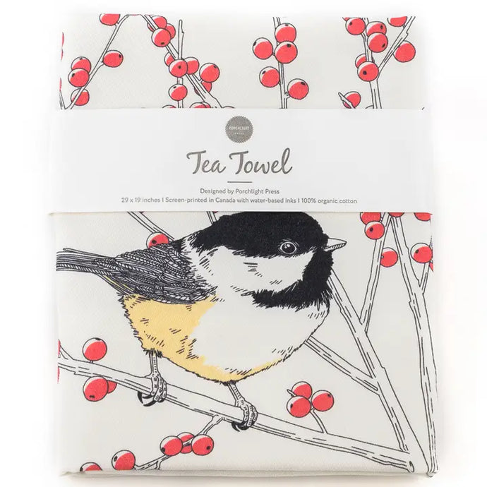 Black Capped Chickadee Tea Towel - Porchlight Press