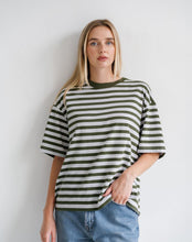 Load image into Gallery viewer, Paris Tee - Chive/White Stripe - Brunette The Label
