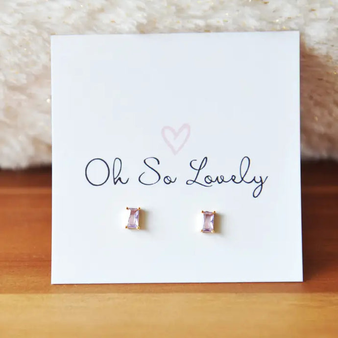 Crystal Baguette Stud Earrings - Oh So Lovely
