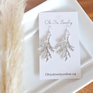 Cypress Branch Earrings Silver - Oh So Lovely