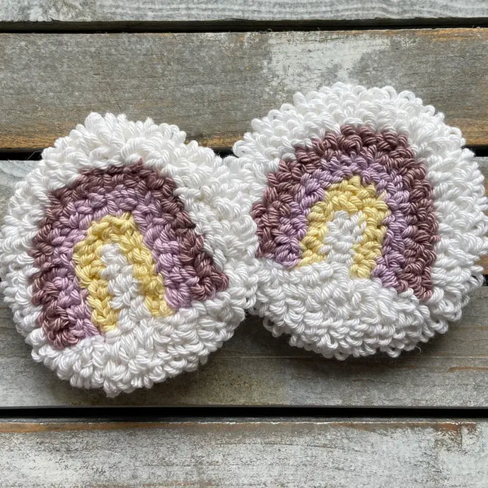 Car Cup Holder Mug Rug S/2- Rainbow