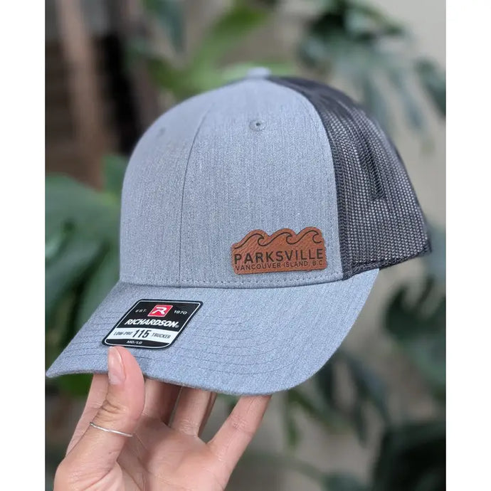 Hat with Faux Leather Parksville Patch