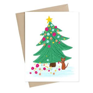 Cat Vs. Xmas Tree Card - Little May Papery