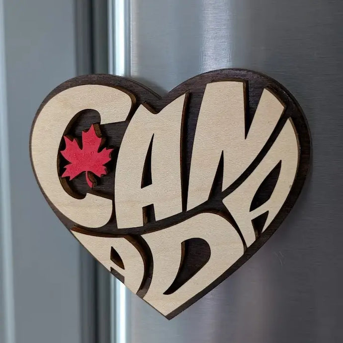 Canada Wood Heart Magnet