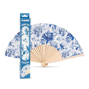 Chintz Print Blue/White Hand Fan - Abbott