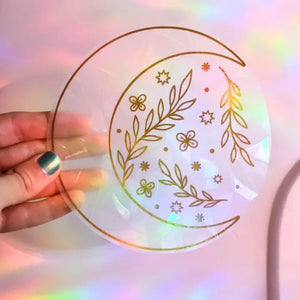 Floral Moon Suncatcher - Prismatic Kitty