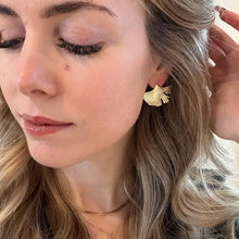 Load image into Gallery viewer, Gold Plated Ginko Biloba Studs