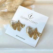 Load image into Gallery viewer, Gold Plated Ginko Biloba Studs