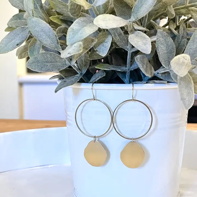 Gold Plated Hoop with Irregular Coin