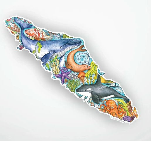 Vancouver Island Stickers - Humpback - Nicola North Art - 2 Sizes