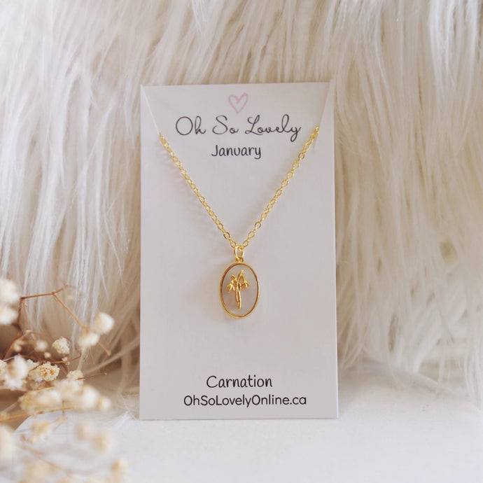 Flora Birth Flower Necklace - January - Oh So Lovely