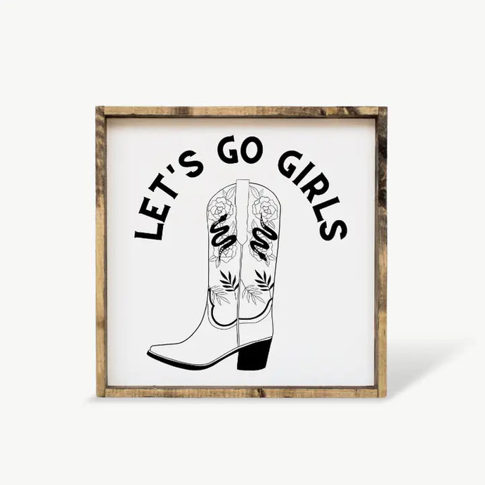Let’s Go Girls Framed Wood Sign