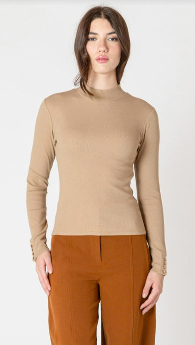 Ribbed Mockneck Top - Warm Beige