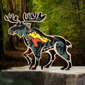 Wood Layered Moose - Havana Art