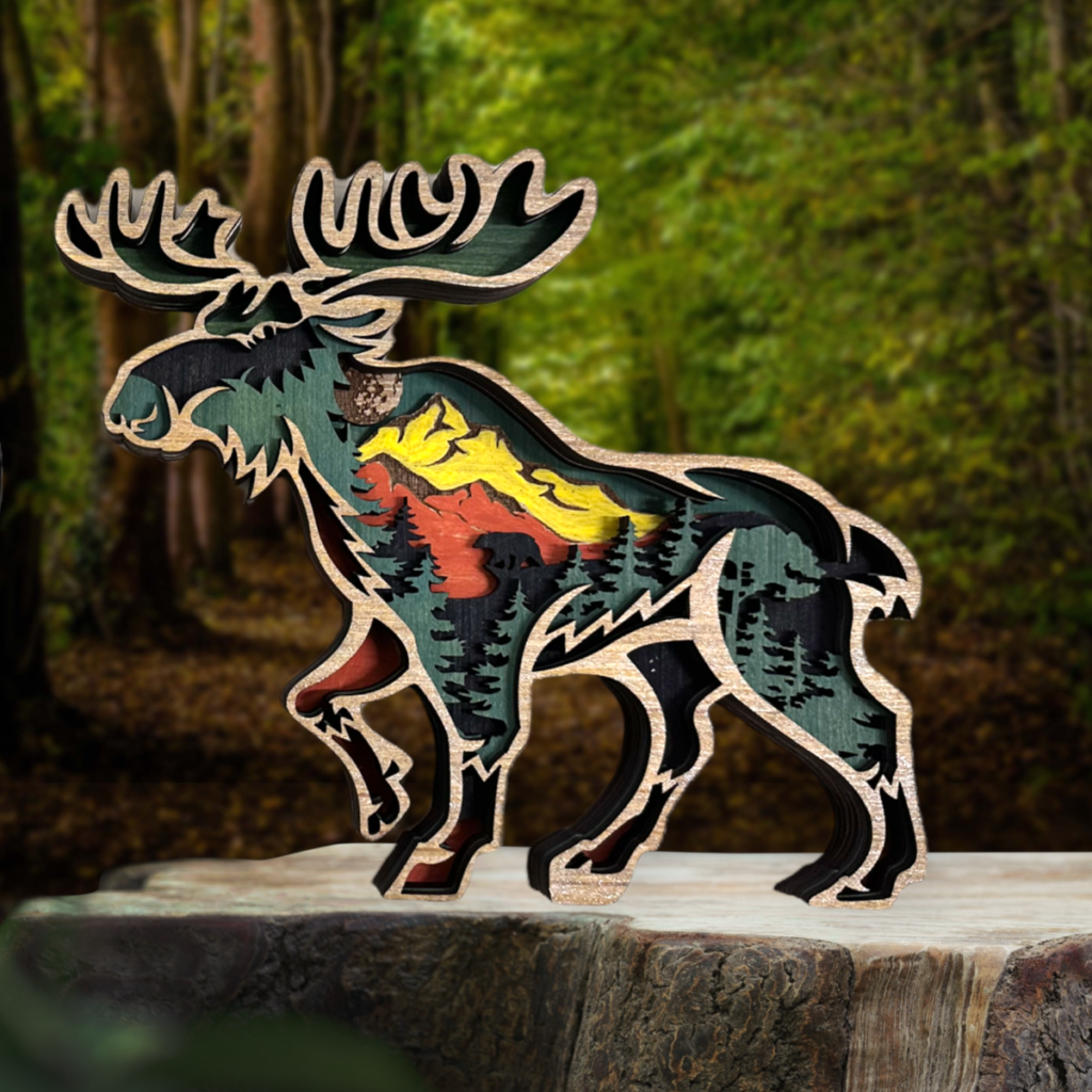 Wood Layered Moose - Havana Art
