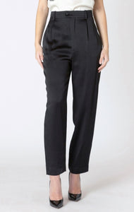 Straight Leg Satin Pants - Black