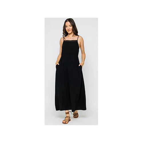 Marilyn Eyelet Trim Sun Dress - Black - Orb