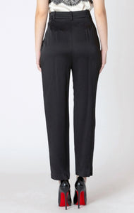 Straight Leg Satin Pants - Black