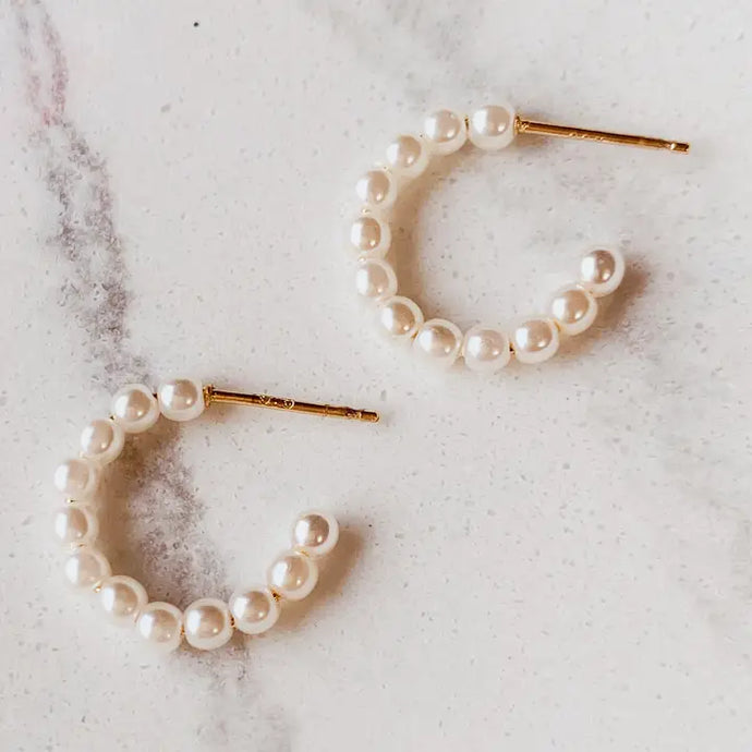 Amelie Minimalist Pearl Hoops - Oh So Lovely