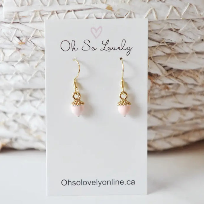 Pink Acorn Drop Earrings - Oh So Lovely