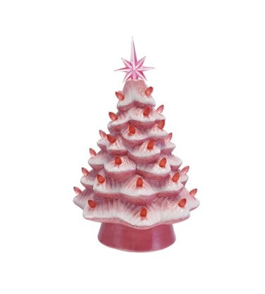Pink Ceramic Light Up Christmas Tree