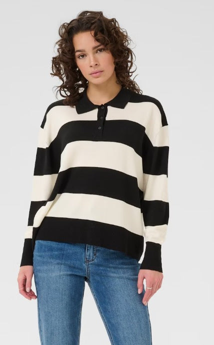 KAlizza Polo Knit - Black/Turtledove - Kaffe