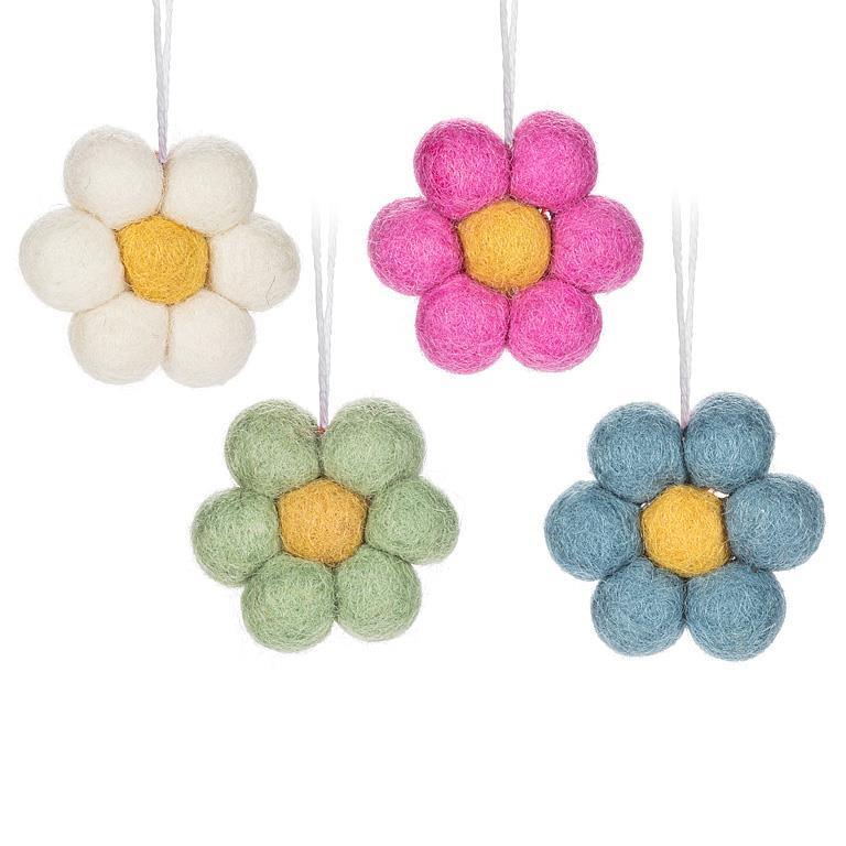 Pompom Daisy Ornaments Assorted Colors
