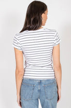 Load image into Gallery viewer, Ribbed Tee - White &amp; Black - Brunette The Label