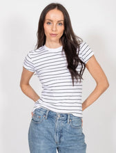 Load image into Gallery viewer, Ribbed Tee - White &amp; Black - Brunette The Label