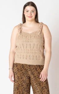 Ruffed Trim Tank - Deep Taupe